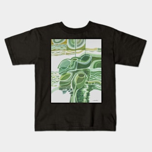 Green Abstract Seascape Boats Watercolour Kids T-Shirt